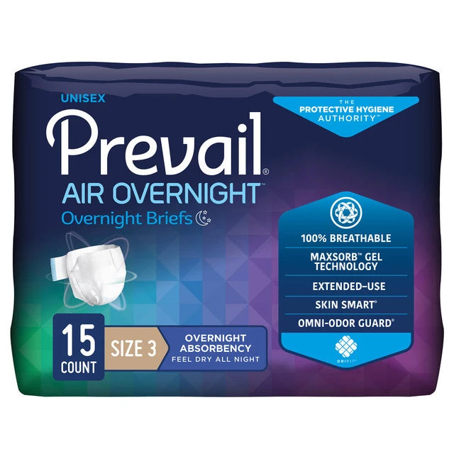 Prevail Air Overnight Briefs-Size 3 X-Large