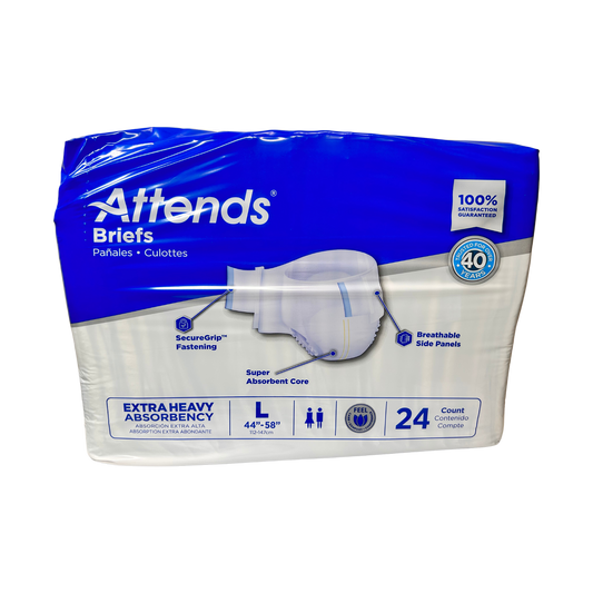 Attends Briefs Extra Heavy Absorbency Large (Caja de 3 pqt. de 24 pañales)